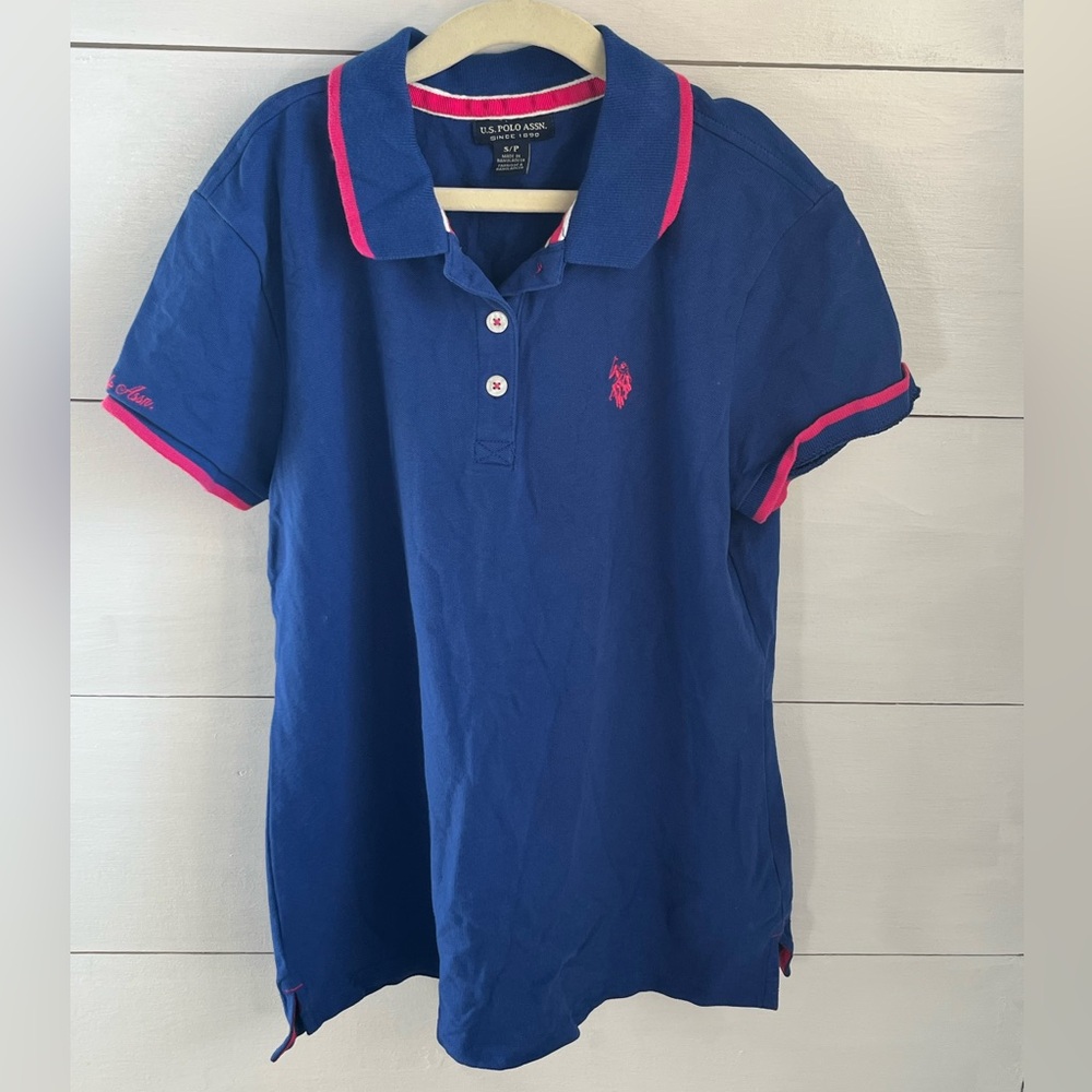 U.S. Polo Assn. Navy Polo with Pink Trim